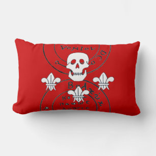 COUSSIN RECTANGLE SKULET ET FLEUR DE LISE / PIRATES CARTES DE TRÉSOR