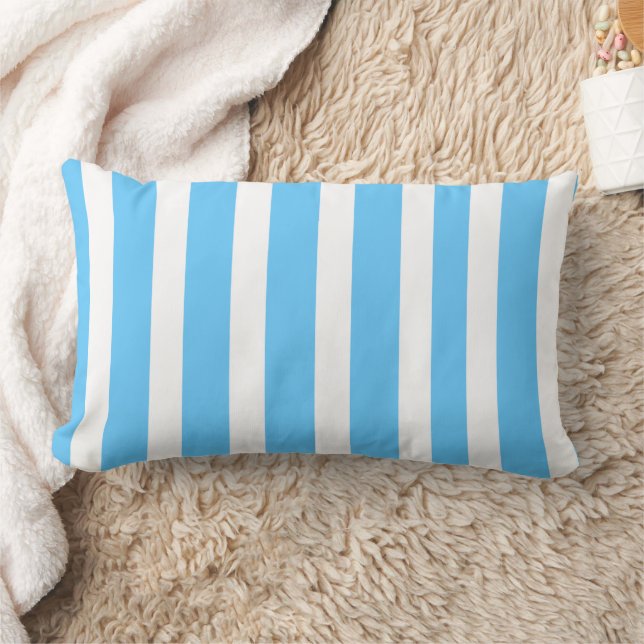 Coussin Rectangle Sky Blue and White Cabana Stripes  (Couverture)