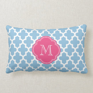 Coussin Rectangle Sky Blue & Pink Moderne Motif marocain Monogramme