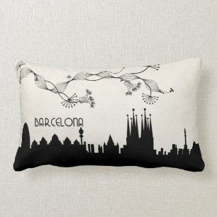 Coussin Rectangle skyline deco de barcelone