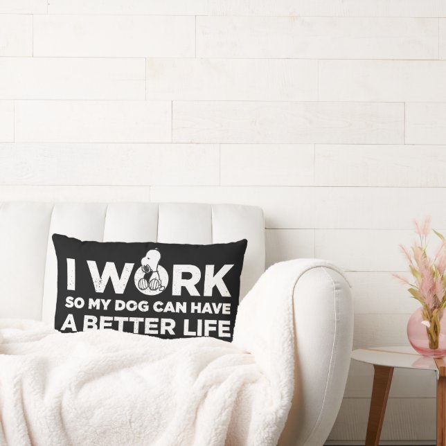 Coussin Rectangle Snoopy - Je Travaille Pour Que Mon Chien Puisse Av (Canapé)