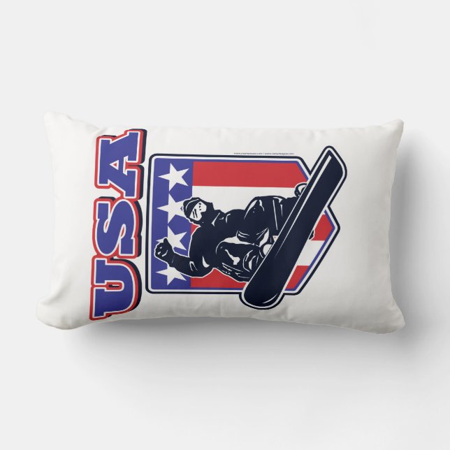 Coussin Rectangle Snowboardeur USA (Recto)