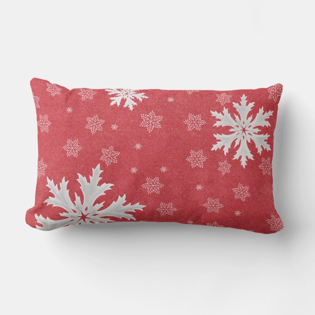 Coussin Rectangle Snowflakes à la carte postale de Noël Eve (Recto)