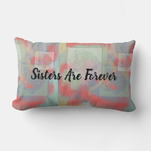 Coussin Rectangle Soeurs Forever Pastel Rose Abstrait frère