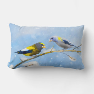Coussin Rectangle Soirée Grosbeak Peinture - Cute Original Chien Art