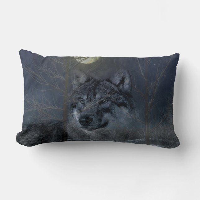 Coussin Rectangle Soirée Wolf Spirit Moon (Recto)