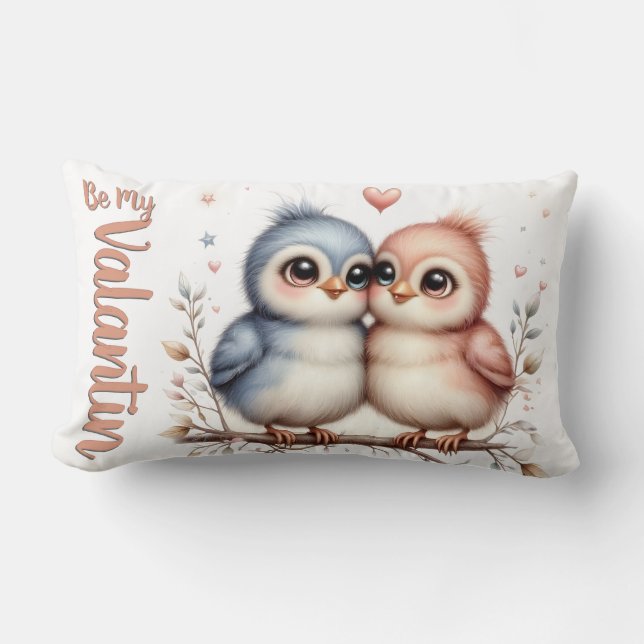 Coussin Rectangle Sois mon Valentin – Jolies tourterelles d'amour po (Recto)