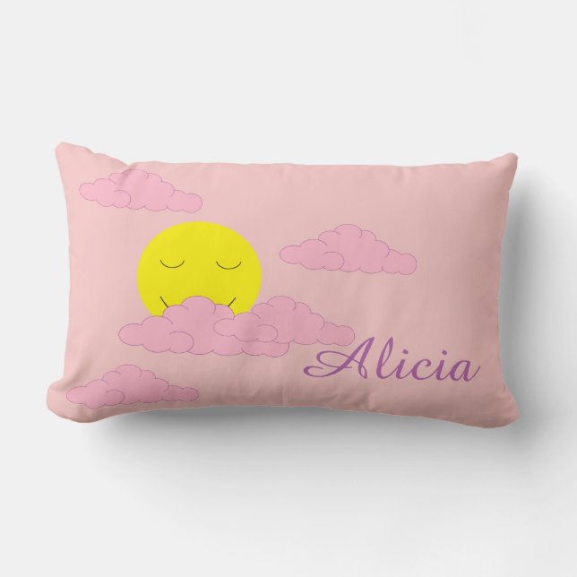 Coussin Rectangle Soleil dans un ciel brumeux : rose clair  (Recto)