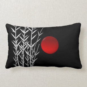 Coussin Rectangle Soleil rouge noir zen