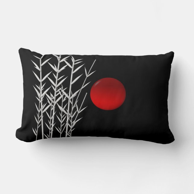 Coussin Rectangle Soleil rouge noir zen (Recto)