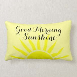 Coussin Rectangle Soleil" Sun jaune lumineux "bonjour