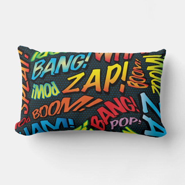 Coussin Rectangle Sons de bande dessinée rétro amusants Pop Art (Recto)