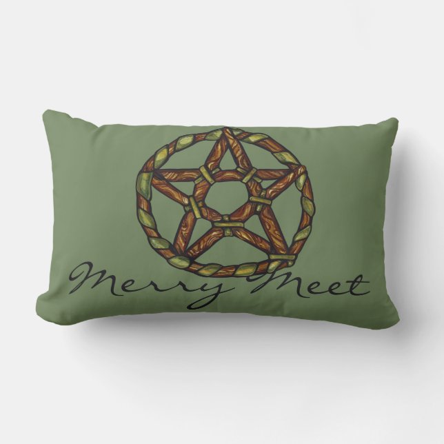 Coussin Rectangle Sorcière verte Pagan Pentacle Nature Wicca (Recto)