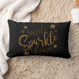 Coussin Rectangle Sourire Étincelle Brille Or Paillettes