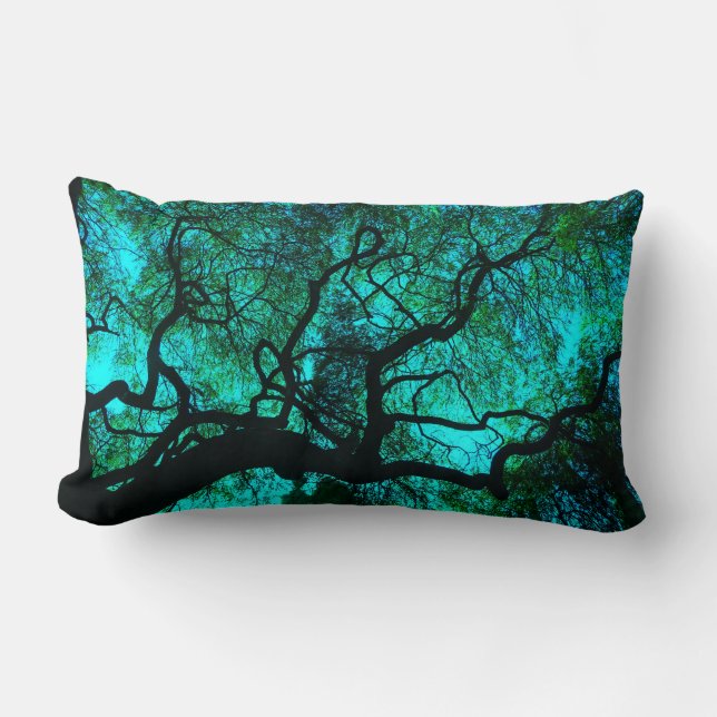 Coussin Rectangle Sous l'arbre en turquoise (Recto)