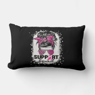 Coussin Rectangle Soutien Squad Messy Bun Pink Breast Cancer