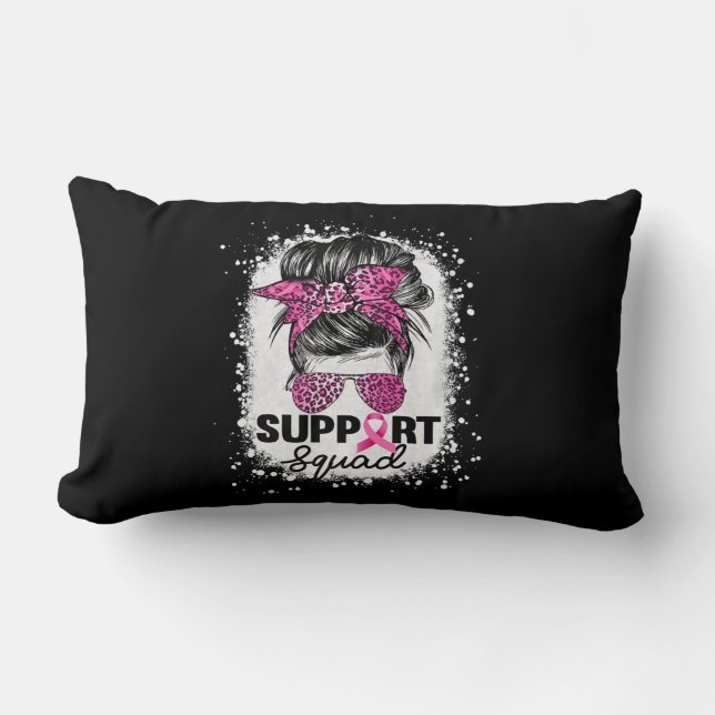 Coussin Rectangle Soutien Squad Messy Bun Pink Breast Cancer (Recto)