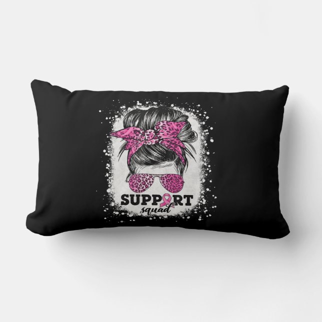 Coussin Rectangle Soutien Squad Messy Bun Pink Ribbon Cancer du sein (Recto)