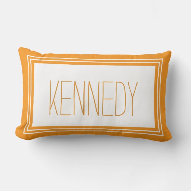 Coussin Rectangle Souvenir fait sur commande blanc orange de nom de (Recto)