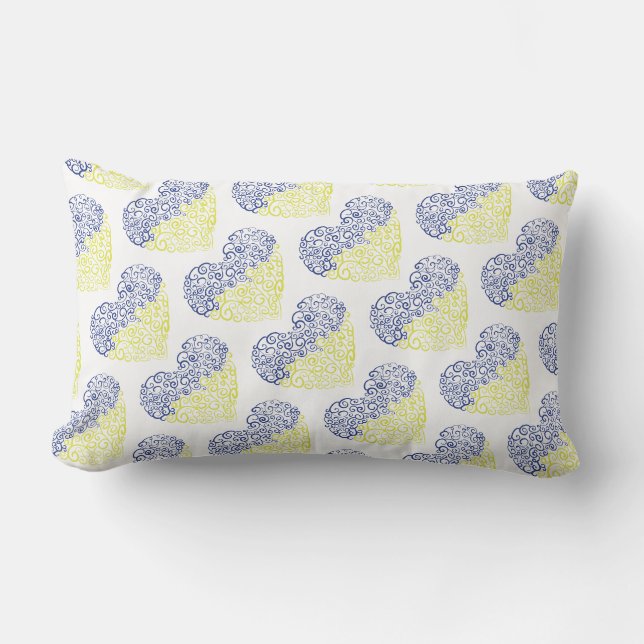 Coussin Rectangle Spiral tourbillons mehandi coeur drapeau ukrainien (Recto)