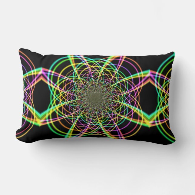 Coussin Rectangle Spirale arc-en-ciel folle (Recto)