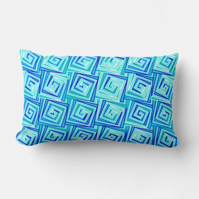 Coussin Rectangle spirales carrés modernes du milieu du siècle - aqu (Recto)