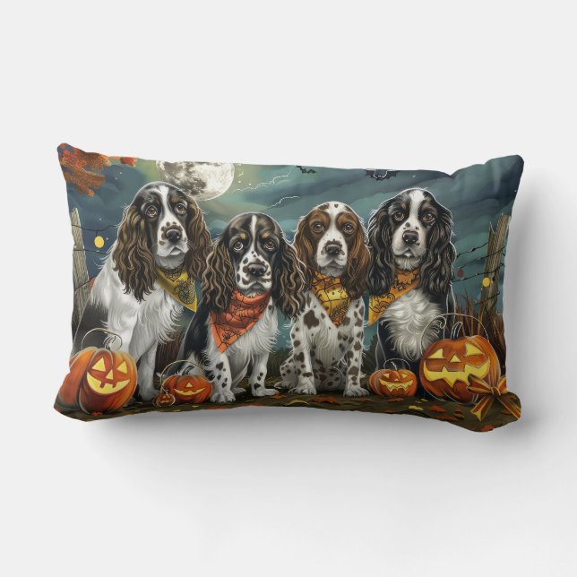 Coussin Rectangle Springer Spaniel Halloween Éffrayant (Verso)