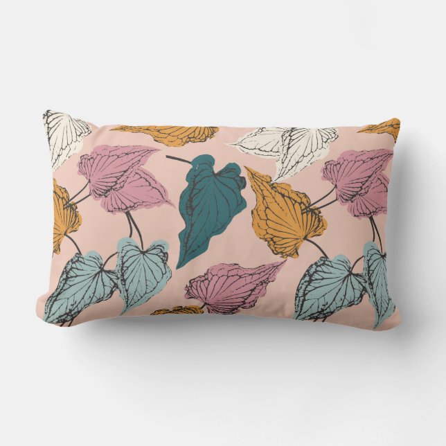 Coussin Rectangle Squelette feuille sans couture motif, arrière - pl (Recto)