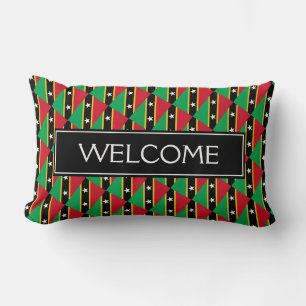 Coussin Rectangle ST KITTS & NEVIS FLAG BIENVENUE patriotique