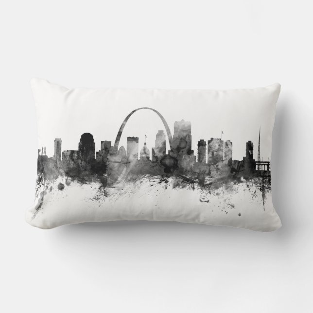 Coussin Rectangle St Louis Missouri Skyline Black White (Recto)