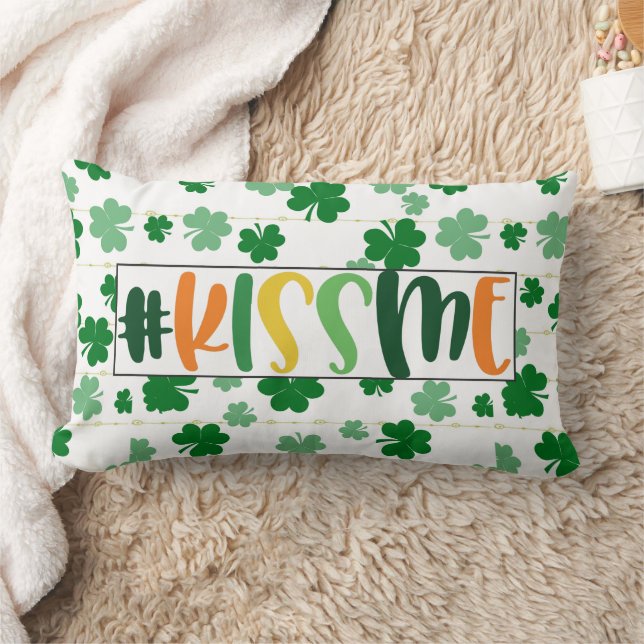 Coussin Rectangle St. Patricks Day Kiss Me Cute Green Clover (Couverture)