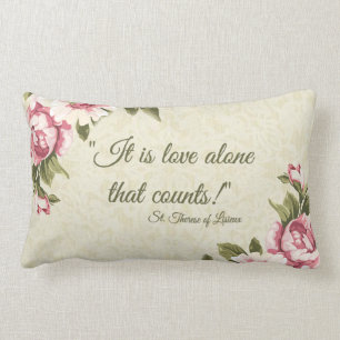 Coussin Rectangle St Therese de Lisieux disant les roses roses
