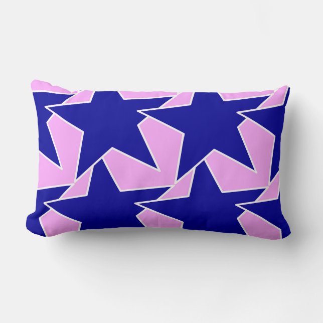 Coussin Rectangle Star moderne géométrique - marine et orchidée rose (Recto)