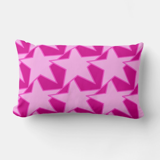 Coussin Rectangle Star moderne géométrique - rose pâle et fuchsia (Recto)