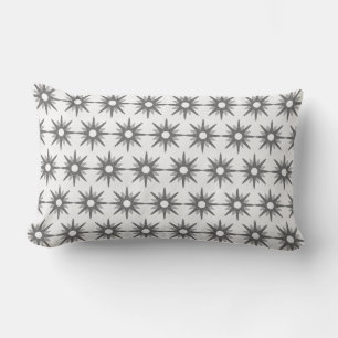 Coussin Rectangle Starburst Argent Moderne du milieu du siècle