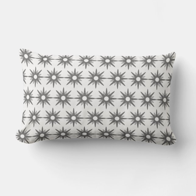 Coussin Rectangle Starburst Argent Moderne du milieu du siècle (Recto)