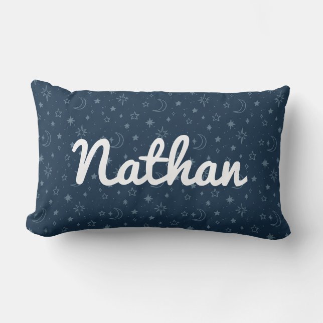 Coussin Rectangle Starry Night, Navy Moon et Stars (Recto)