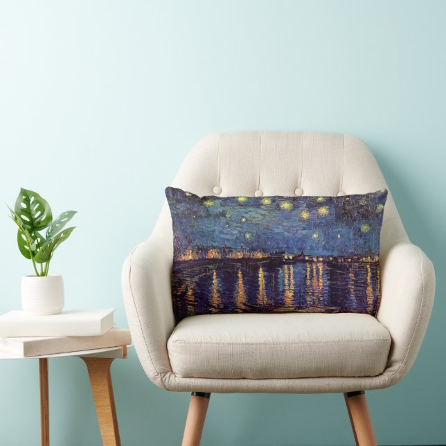 Coussin Rectangle Starry Night Over the Rhone par Vincent van Gogh (Chaise)