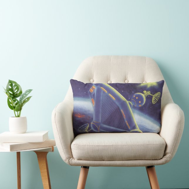 Coussin Rectangle Station spatial en orbite de science-fiction vinta (Chaise)