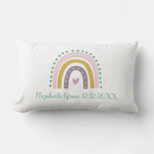 Coussin Rectangle Statistiques de naissance arc-en-ciel rose sarcell