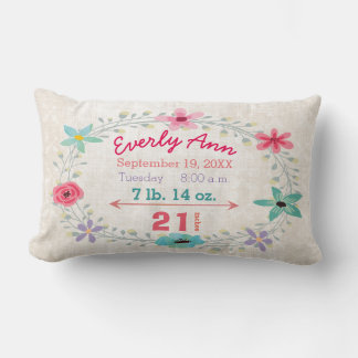 Coussin Rectangle Statistiques de naissance Bébé fille Créatures de