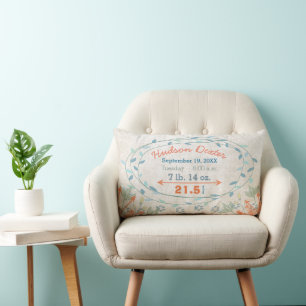 Coussin Rectangle Statistiques de naissance Jumeaux Bébés Garçons Cr