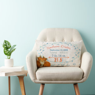 Coussin Rectangle Statistiques de naissance Jumeaux Bébés Garçons Cr