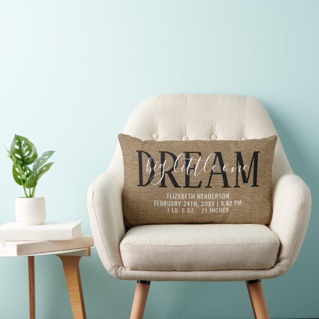 Coussin Rectangle Statistiques de naissance Rustic Nursery | Dream B (Chaise)
