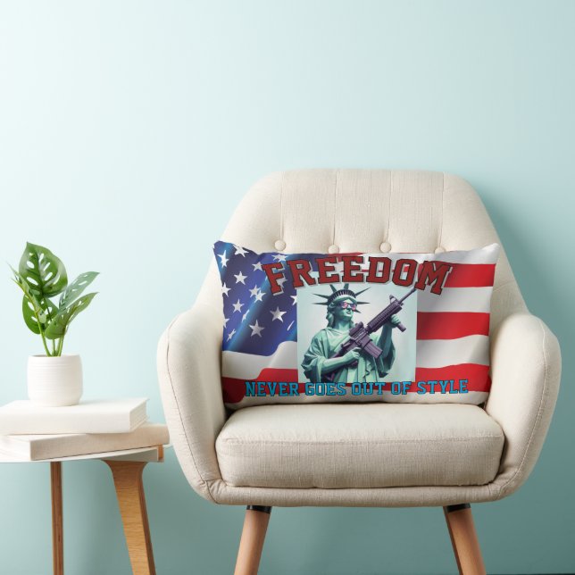 Coussin Rectangle Statue of Liberty Patriotic Sunglasses M4 Rifle  (Chaise)
