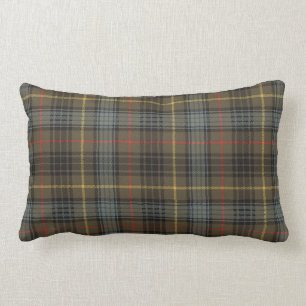 Coussin Rectangle Stewart Chasse Patiné Tartan Plaid Motif