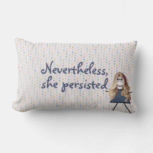 Coussin Rectangle Stick Girl en robe Denim avec citation
