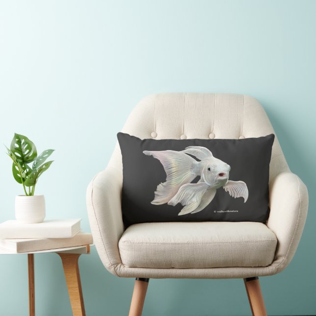 Coussin Rectangle Stunning Platinum Butterfly Koi Carp (Chaise)