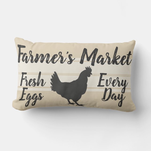 Coussin Rectangle Style agricole | Oeufs frais du marché agricole He (Recto)