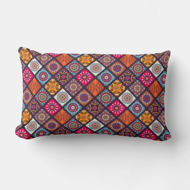 Coussin Rectangle style boho coloré (Recto)